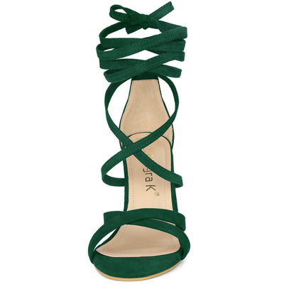 Elegant Cross Strap Lace Up Stiletto High Heel Sandals