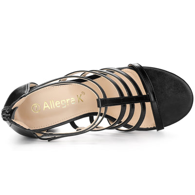 Cage Strappy Gladiators Chunky Heel Sandals