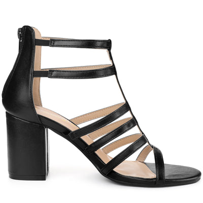 Cage Strappy Gladiators Chunky Heel Sandals