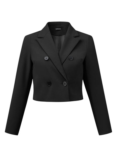 Notched Lapel Collar Casual Office Blazers Cropped Jacket