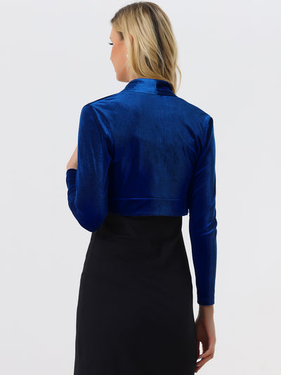 Velvet Open Front Long Sleeve Cropped Bolero Shrug