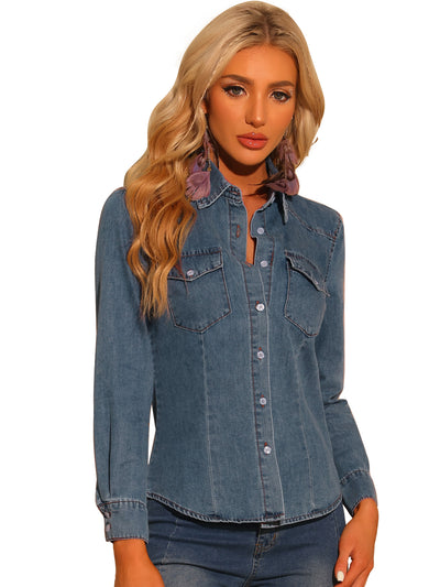 Casual Long Sleeve Buttton Down Boyfriend Distressed Denim Jacket