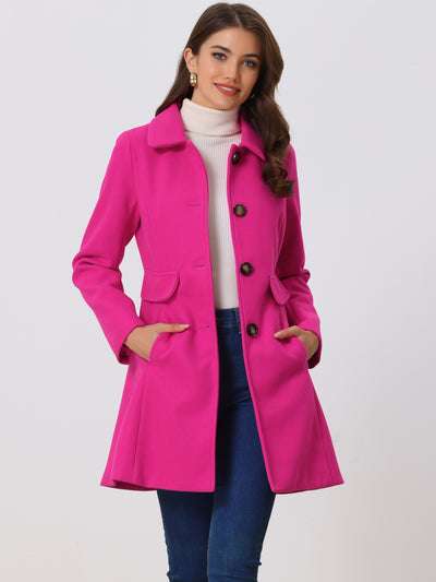 Winter Overcoat Peter Pan Collar Single Breasted Outwear Pea Coat