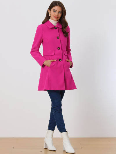 Winter Overcoat Peter Pan Collar Single Breasted Outwear Pea Coat