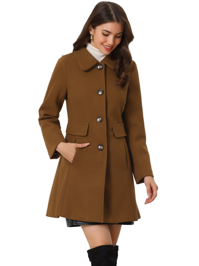 Winter Overcoat Peter Pan Collar Single Breasted Outwear Pea Coat