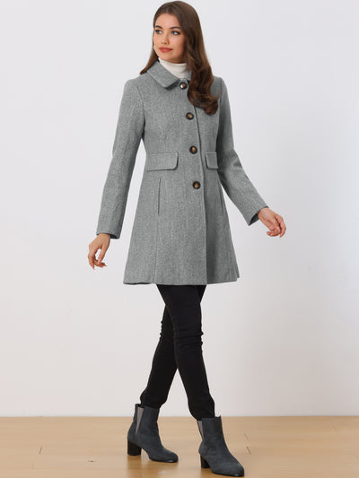 Winter Overcoat Peter Pan Collar Single Breasted Outwear Pea Coat