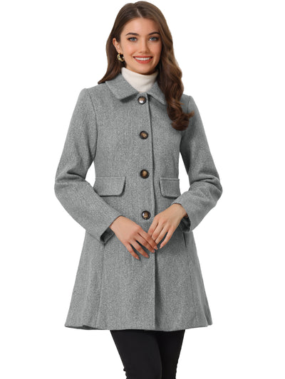 Winter Overcoat Peter Pan Collar Single Breasted Outwear Pea Coat