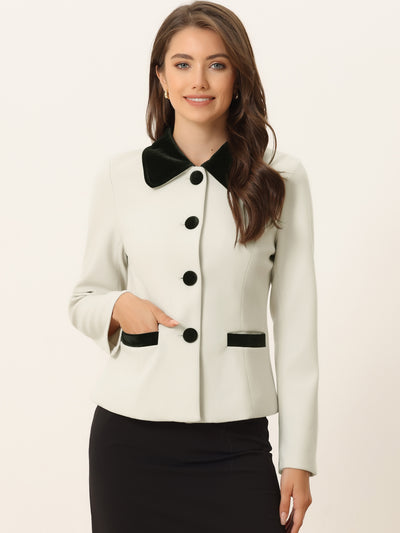 Collar Single Breasted Button Down Cropped Pea Coat