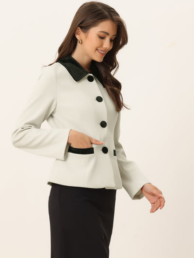 Collar Single Breasted Button Down Cropped Pea Coat