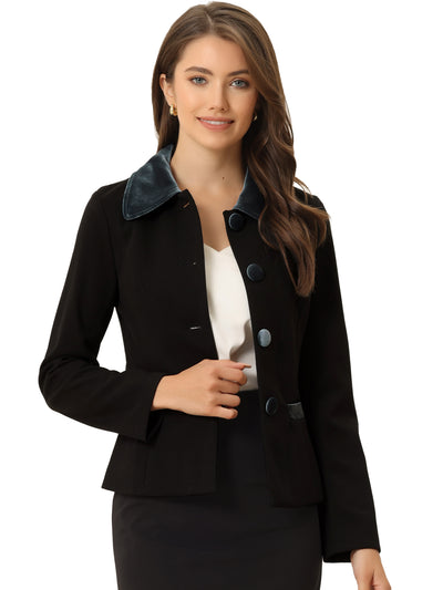 Collar Single Breasted Button Down Cropped Pea Coat