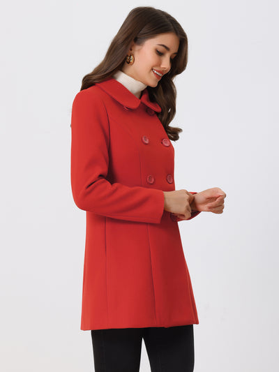 Peter Pan Collar Double Breasted Long Trench Pea Coat