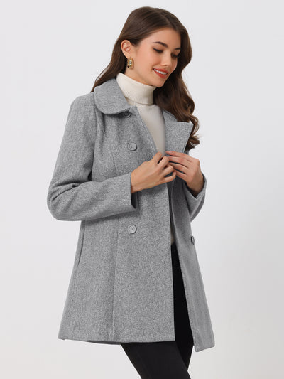 Peter Pan Collar Double Breasted Long Trench Pea Coat