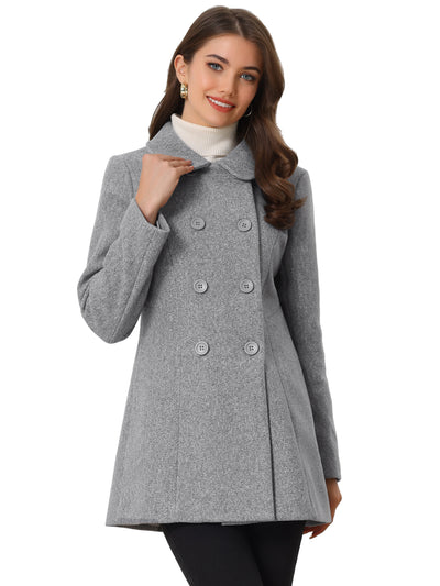 Peter Pan Collar Double Breasted Long Trench Pea Coat