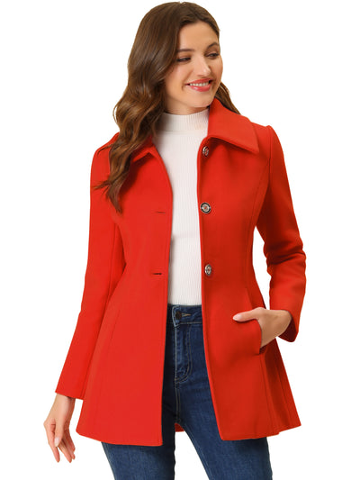 Turn Down Collar Overcoat A-Line Single Breasted Winter Coat