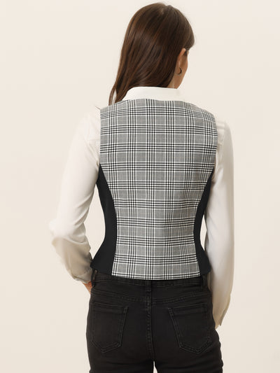 Vintage Waistcoat Vest Plaid Button Down Work Dressy Vests