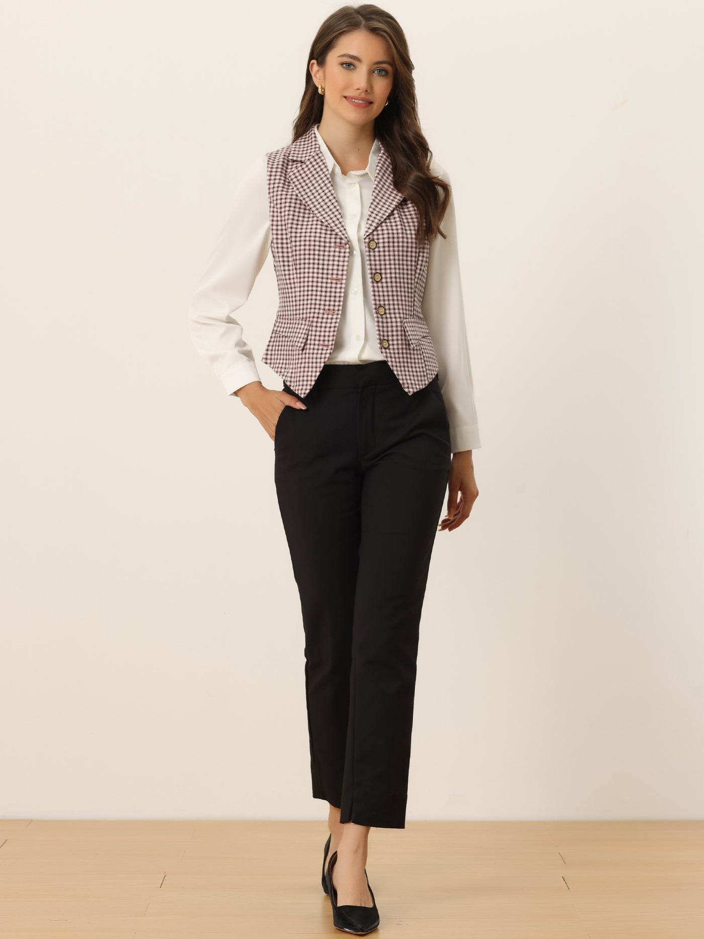 Allegra K Women's Lapel Collar Dressy Versatile Racerback Waistcoat Suit  Vest Black Small