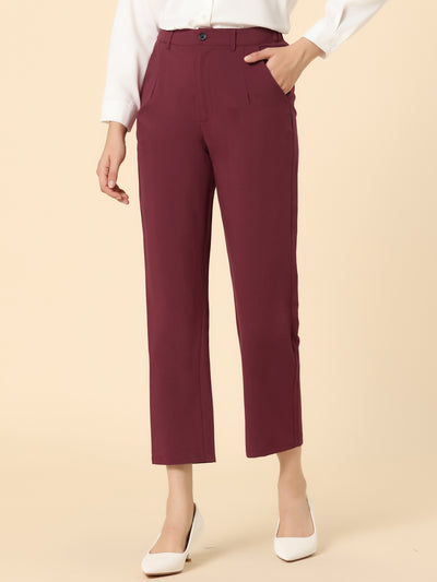 Plaid High Waist Elastic Back Office Work Ankle Pants