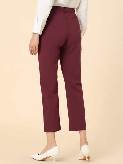 Plaid High Waist Elastic Back Office Work Ankle Pants