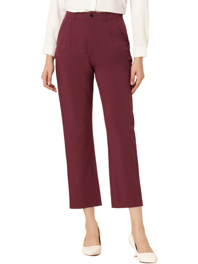 Plaid High Waist Elastic Back Office Work Ankle Pants