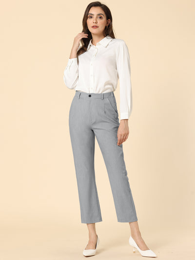 Plaid High Waist Elastic Back Office Work Ankle Pants