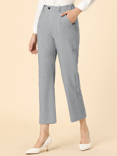 Plaid High Waist Elastic Back Office Work Ankle Pants