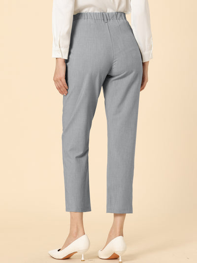 Plaid High Waist Elastic Back Office Work Ankle Pants