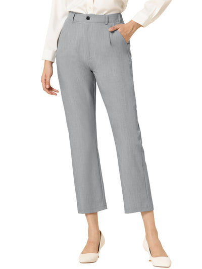 Plaid High Waist Elastic Back Office Work Ankle Pants