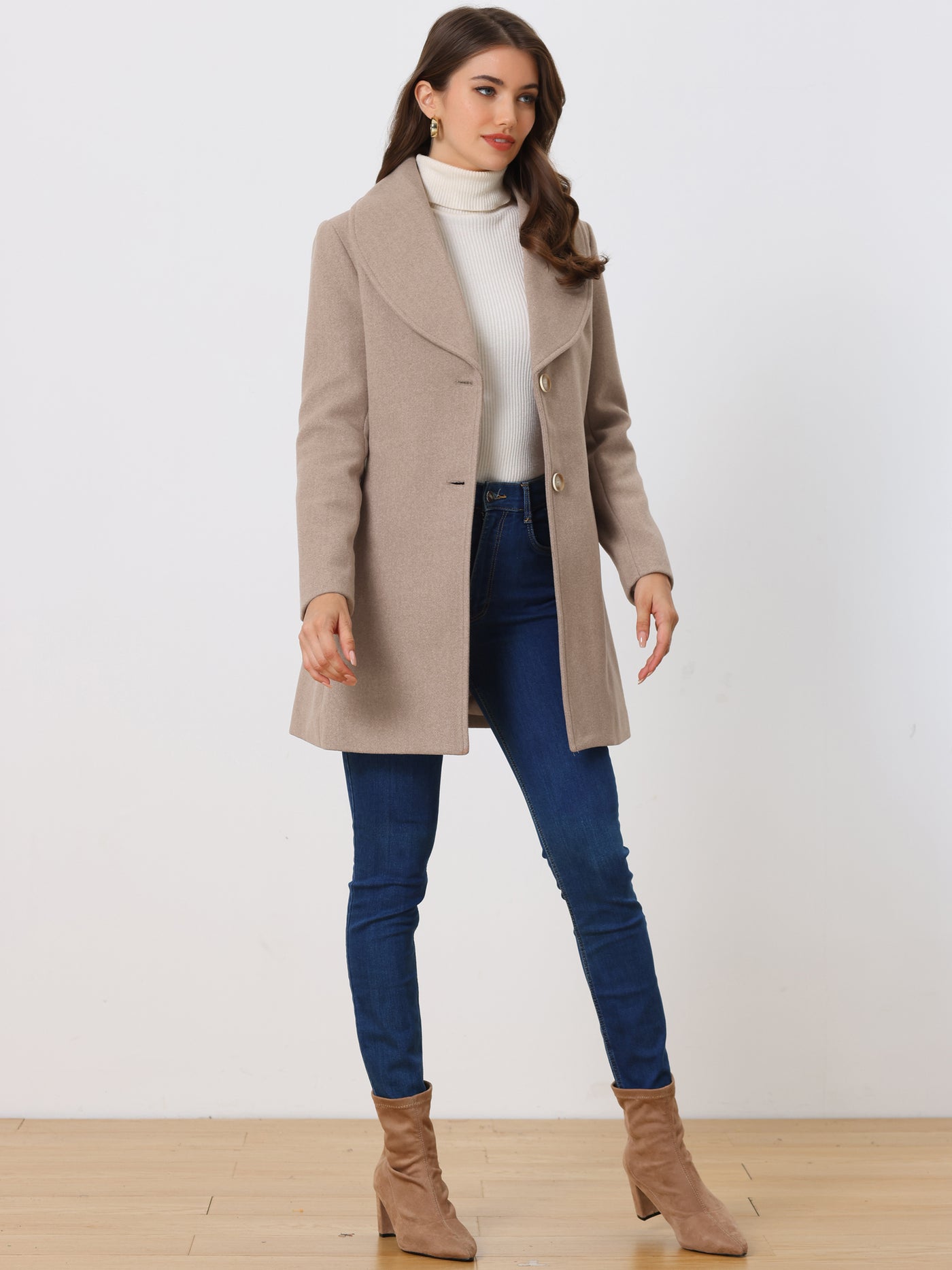 Allegra K Shawl Collar Single Breasted Winter Long Belted Coat