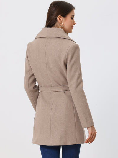 Shawl Collar Single Breasted Winter Long Belted Coat