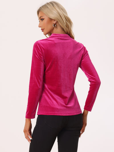 Casual Velvet Top Office Soft Long Sleeve V Neck T-Shirt