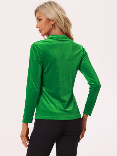 Casual Velvet Top Office Soft Long Sleeve V Neck T-Shirt