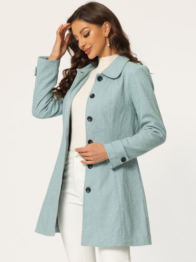 Peter Pan Collar Single Breasted Overcoat Winter Pea Coat