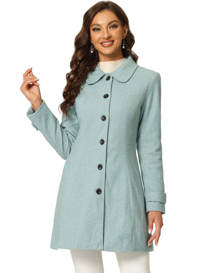 Peter Pan Collar Single Breasted Overcoat Winter Pea Coat