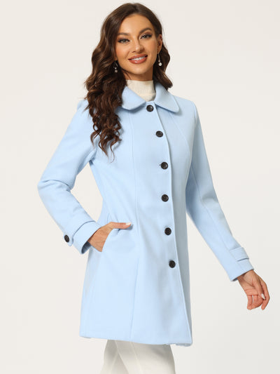 Peter Pan Collar Single Breasted Overcoat Winter Pea Coat