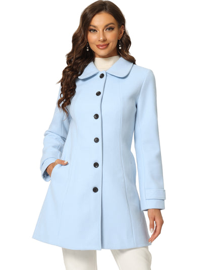 Peter Pan Collar Single Breasted Overcoat Winter Pea Coat