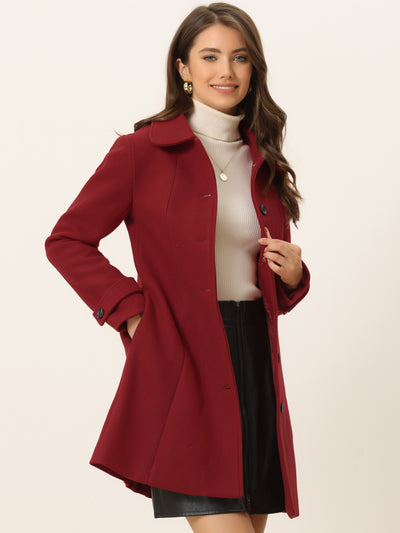 Peter Pan Collar Single Breasted Overcoat Winter Pea Coat