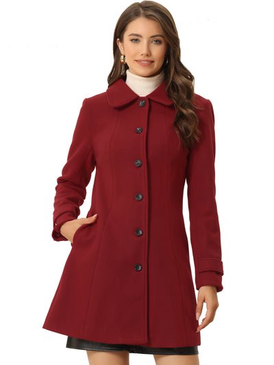 Peter Pan Collar Single Breasted Overcoat Winter Pea Coat