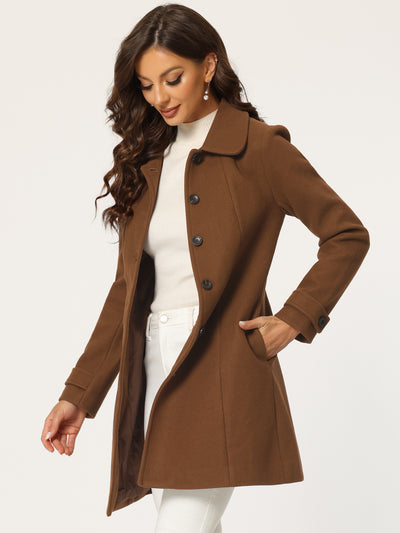 Peter Pan Collar Single Breasted Overcoat Winter Pea Coat