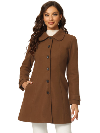 Peter Pan Collar Single Breasted Overcoat Winter Pea Coat