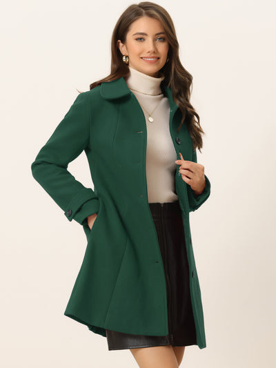 Peter Pan Collar Single Breasted Overcoat Winter Pea Coat