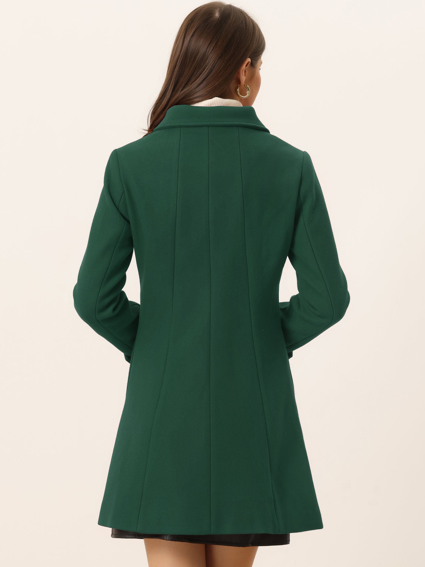 Allegra K Peter Pan Collar Single Breasted Overcoat Winter Pea Coat