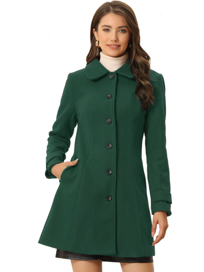 Peter Pan Collar Single Breasted Overcoat Winter Pea Coat