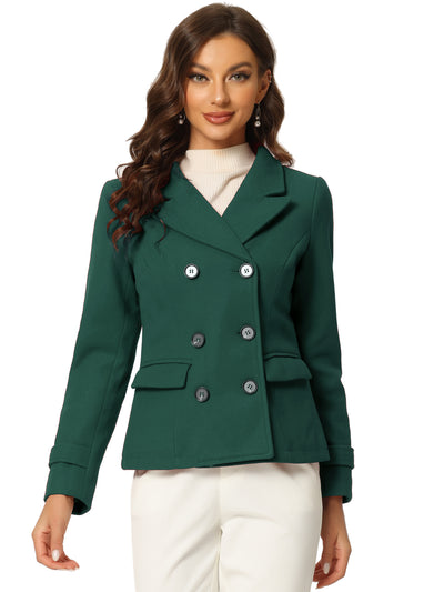 Winter Notched Lapel Double Breasted Short Pea Coat