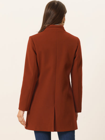 Mid-thigh Stand Collar Single Breasted Long Coat