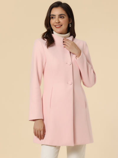 Mid-thigh Stand Collar Single Breasted Long Coat