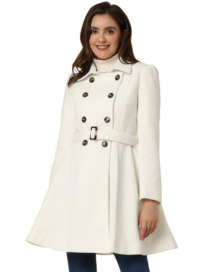 Winter Overcoat Turn Down Collar Belted Double Breasted Long Coat