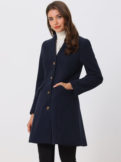 Elegant Winter Overcoat V Neck Single Breasted Long Coat