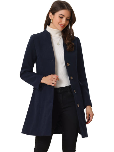 Elegant Winter Overcoat V Neck Single Breasted Long Coat