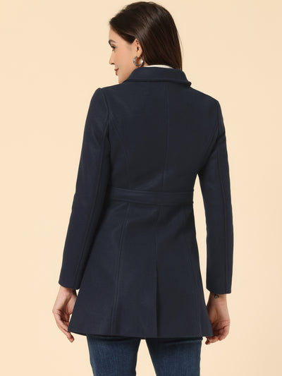 Peter Pan Collar Flap Pocket Single Breasted Button Long Coat