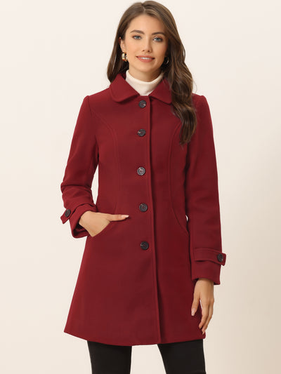 Winter Peter Pan Collar Mid-thigh A-line Single Breasted Pea Coat